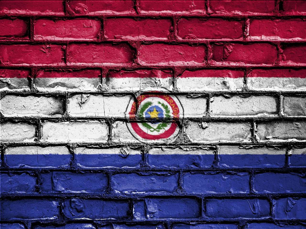 Paraguay flag on brick wall